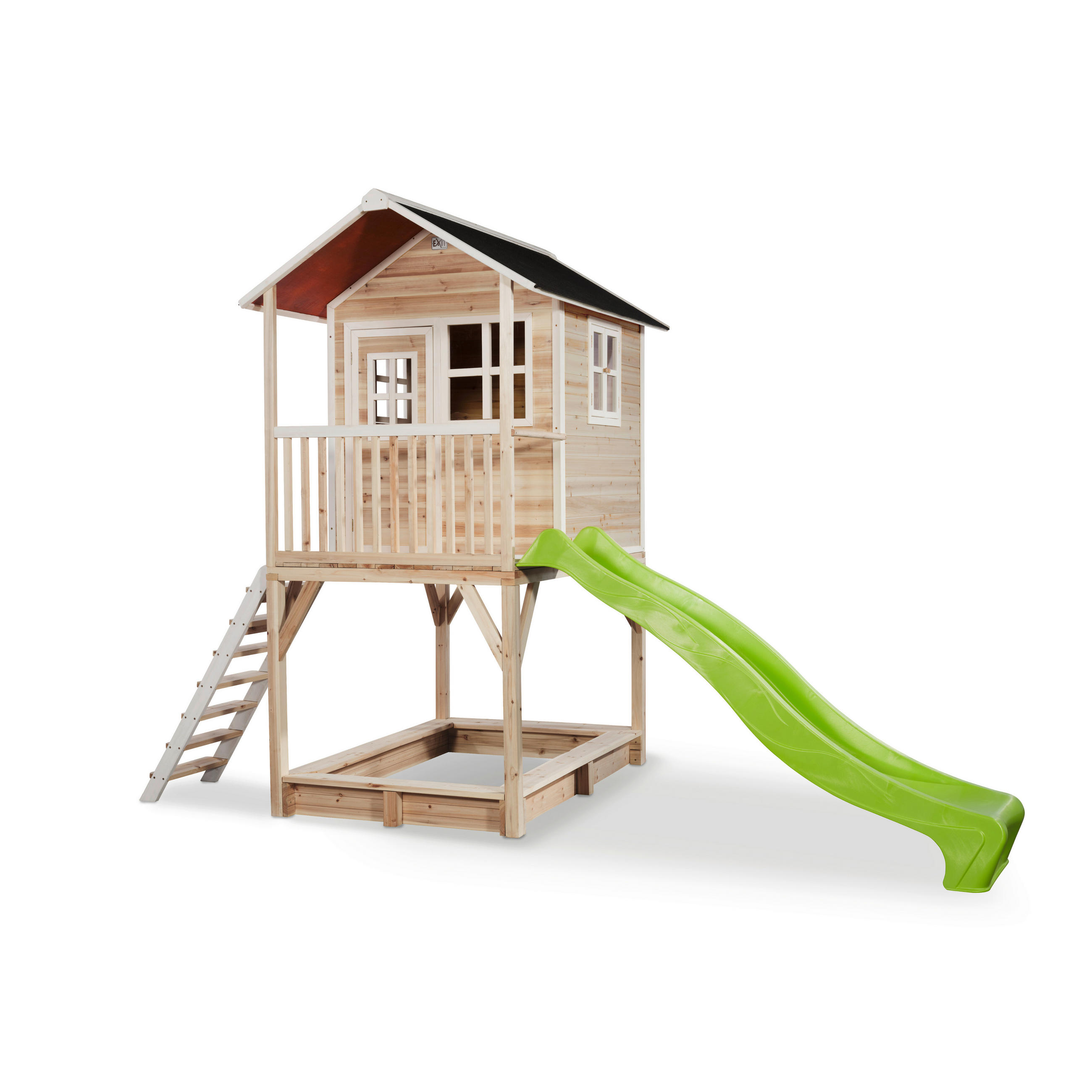 SPIELTURM  - Naturfarben/Hellgrün, KONVENTIONELL, Holz (391/190/269cm) - EXIT Toys