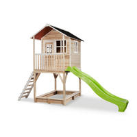 SPIELTURM  - Naturfarben/Hellgrün, KONVENTIONELL, Holz (391/190/269cm) - EXIT Toys