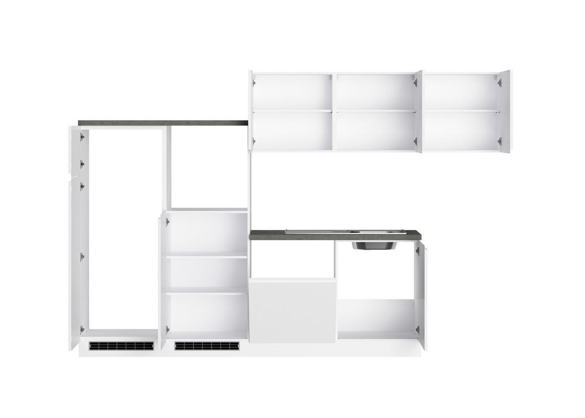 ECKKÜCHE 300/240 cm  in Grau, Weiß, Weiß Hochglanz  - Weiß Hochglanz/Weiß, LIFESTYLE, Holzwerkstoff (300/240cm) - Held