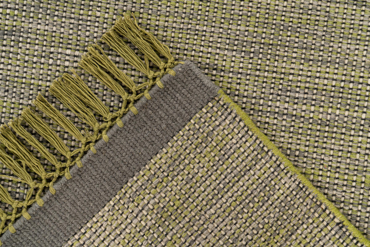 HANDWEBTEPPICH Wohnzimmer 170/240 cm Grau, Grün rechteckig  - Grau/Grün, Basics, Textil (170/240cm) - Kayoom