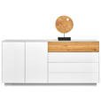 SIDEBOARD Weiß, Eichefarben  189/90/42 cm  - Eichefarben/Weiß, Design, Glas/Holz (189/90/42cm) - Novel