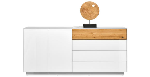 SIDEBOARD Weiß, Eichefarben  189/90/42 cm  - Eichefarben/Weiß, Design, Glas/Holz (189/90/42cm) - Novel