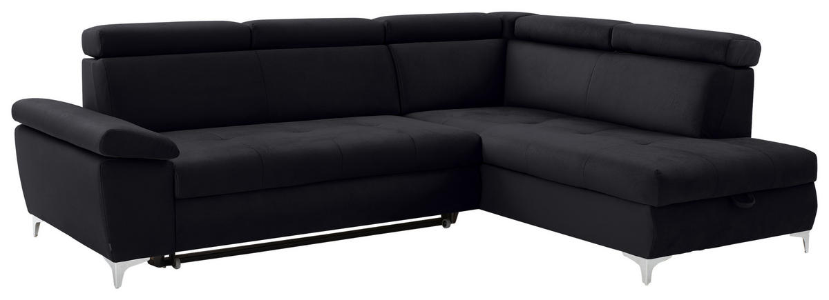 ECKSOFA in Mikrofaser Schwarz  - Chromfarben/Schwarz, Konventionell, Textil/Metall (271/206cm) - Carryhome