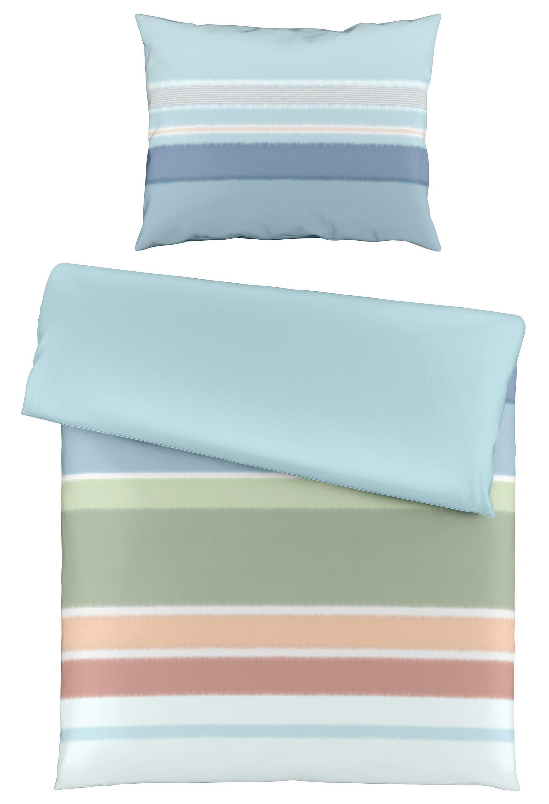 POVLEČENÍ, makosatén, oranžová, světle modrá, světle zelená, světle červená, pastelově modrá, 140/200 cm  - oranžová/světle zelená, Basics, textil (140/200cm) - Novel