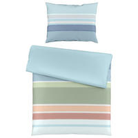 POVLEČENÍ, makosatén, oranžová, světle modrá, světle zelená, světle červená, pastelově modrá, 140/200 cm  - oranžová/světle zelená, Basics, textil (140/200cm) - Novel