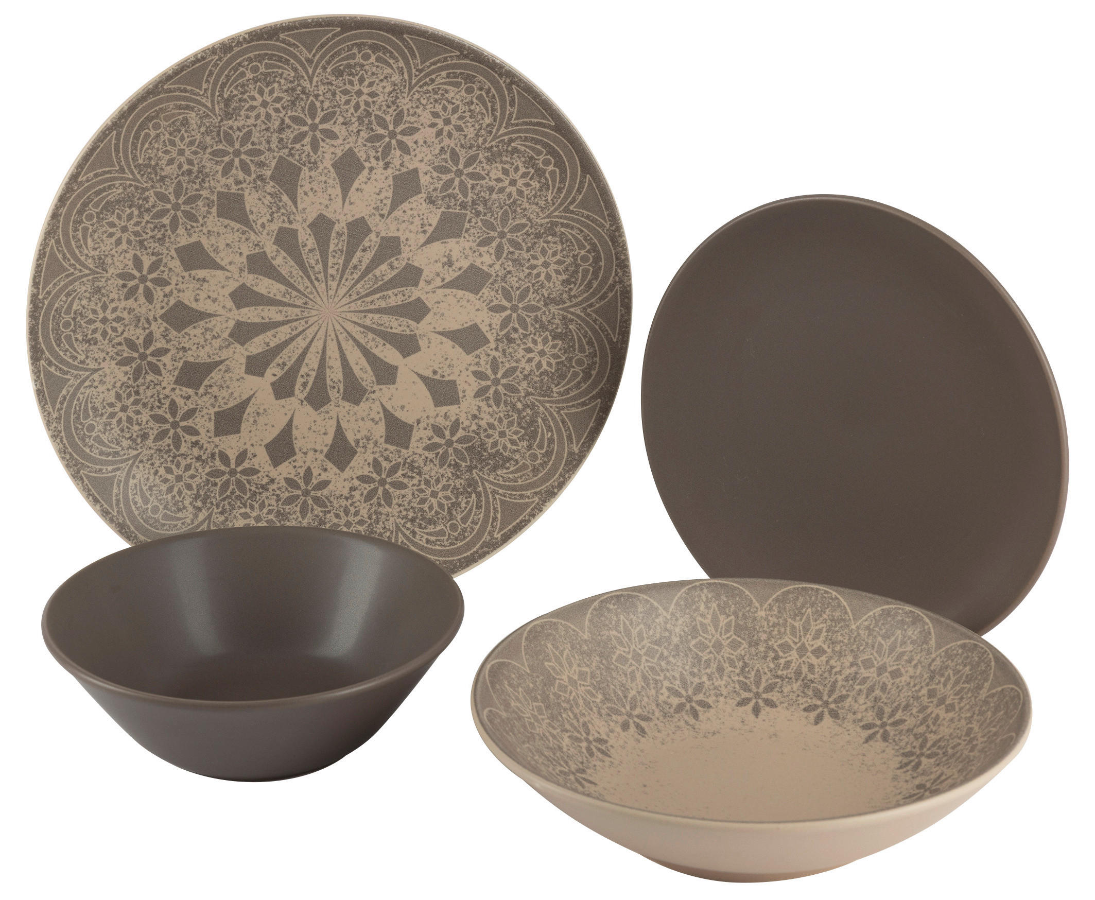 KOMBISERVICE 24-teilig  - Graubraun, LIFESTYLE, Keramik - Novel