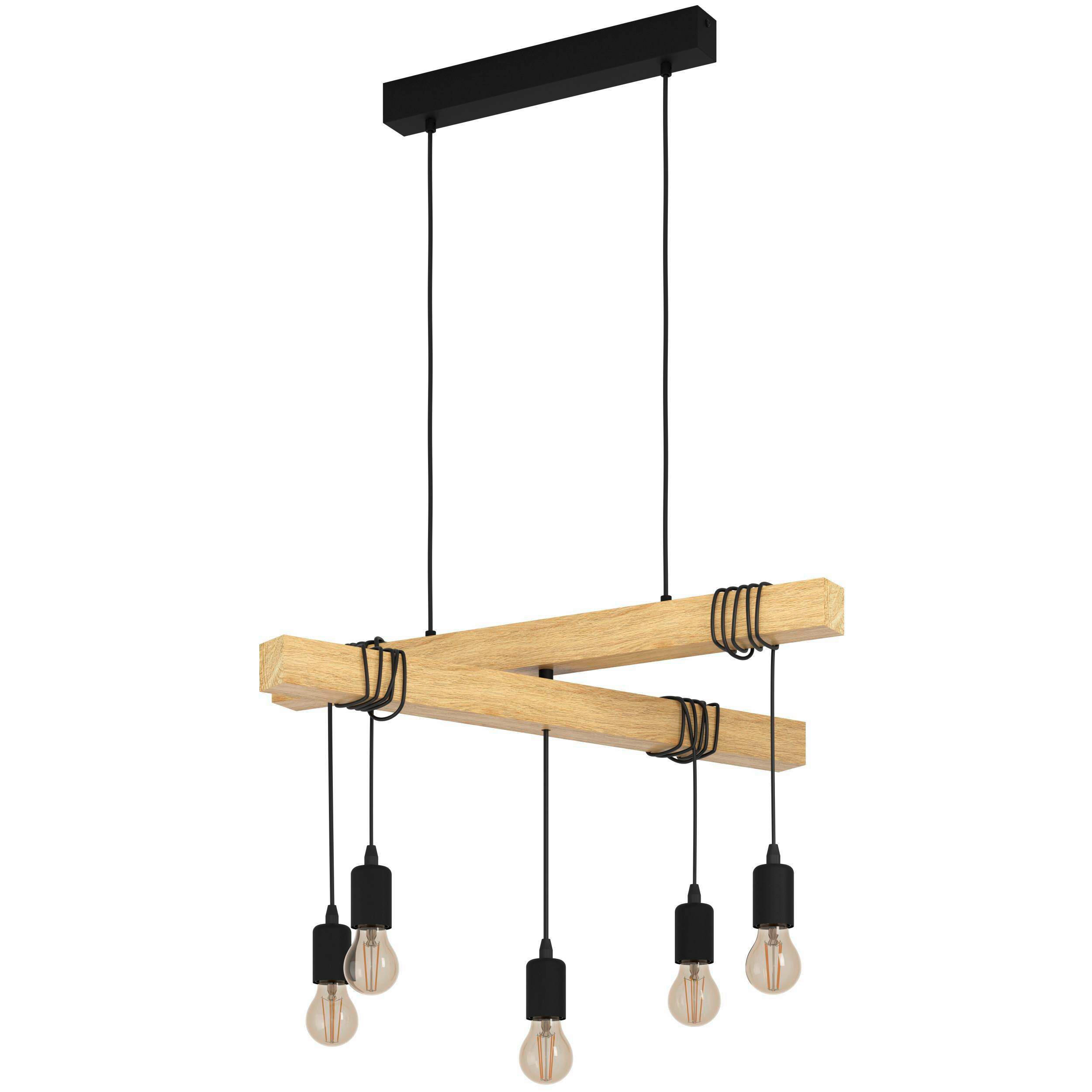 HÄNGLAMPA 70/39/90 cm  - brun/svart, Natur, metall/trä (70/39/90cm) - Eglo