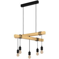 HÄNGLAMPA 70/39/90 cm  - brun/svart, Natur, metall/trä (70/39/90cm) - Eglo