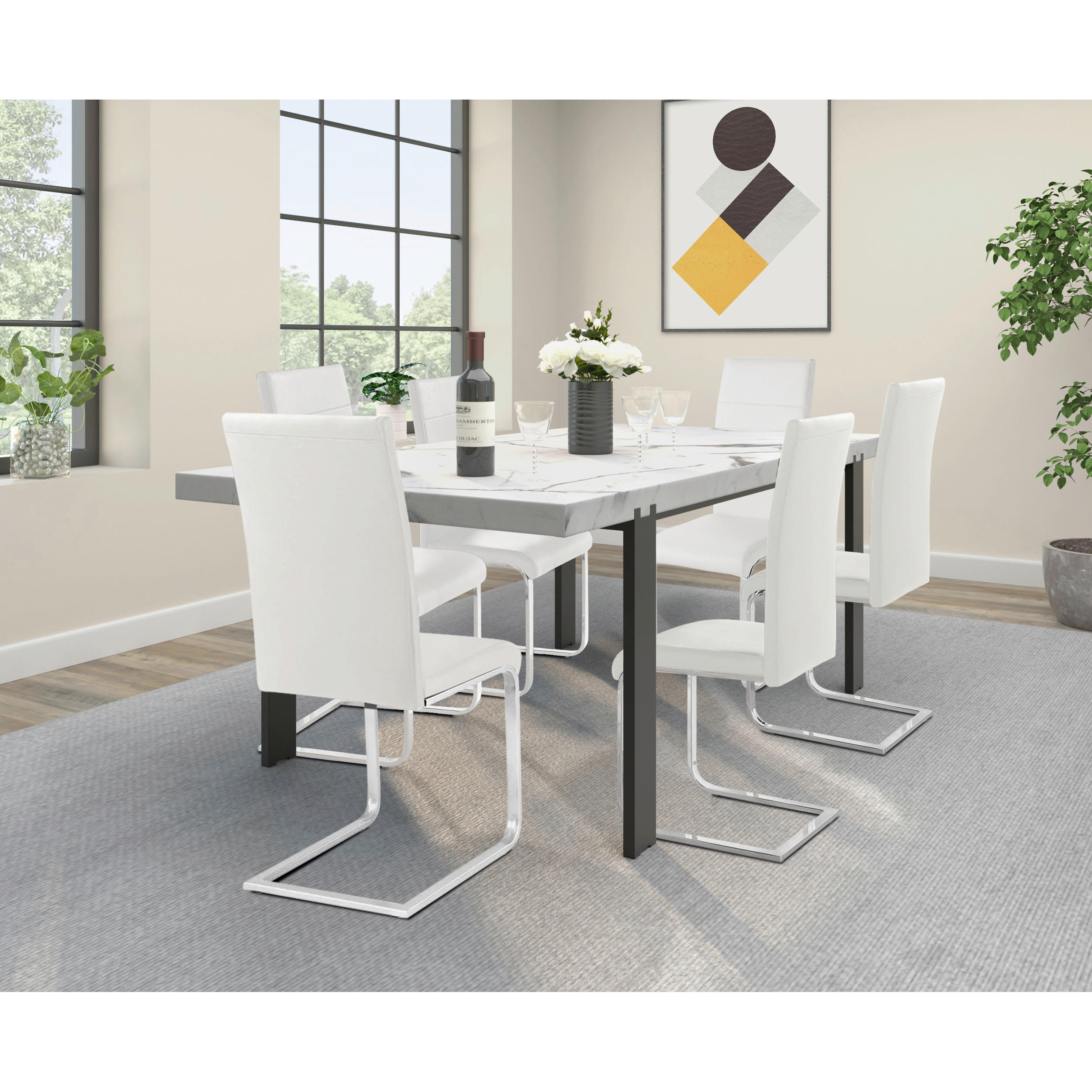 STUHL - Silberfarben/Weiß, Design, Leder/Metall (42/103/44cm) - MID.YOU