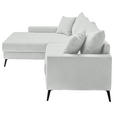 ECKSOFA  in Cord Elfenbein  173/280 cm  - Elfenbein/Schwarz, KONVENTIONELL, Textil/Metall (173/280cm) - Hom`in
