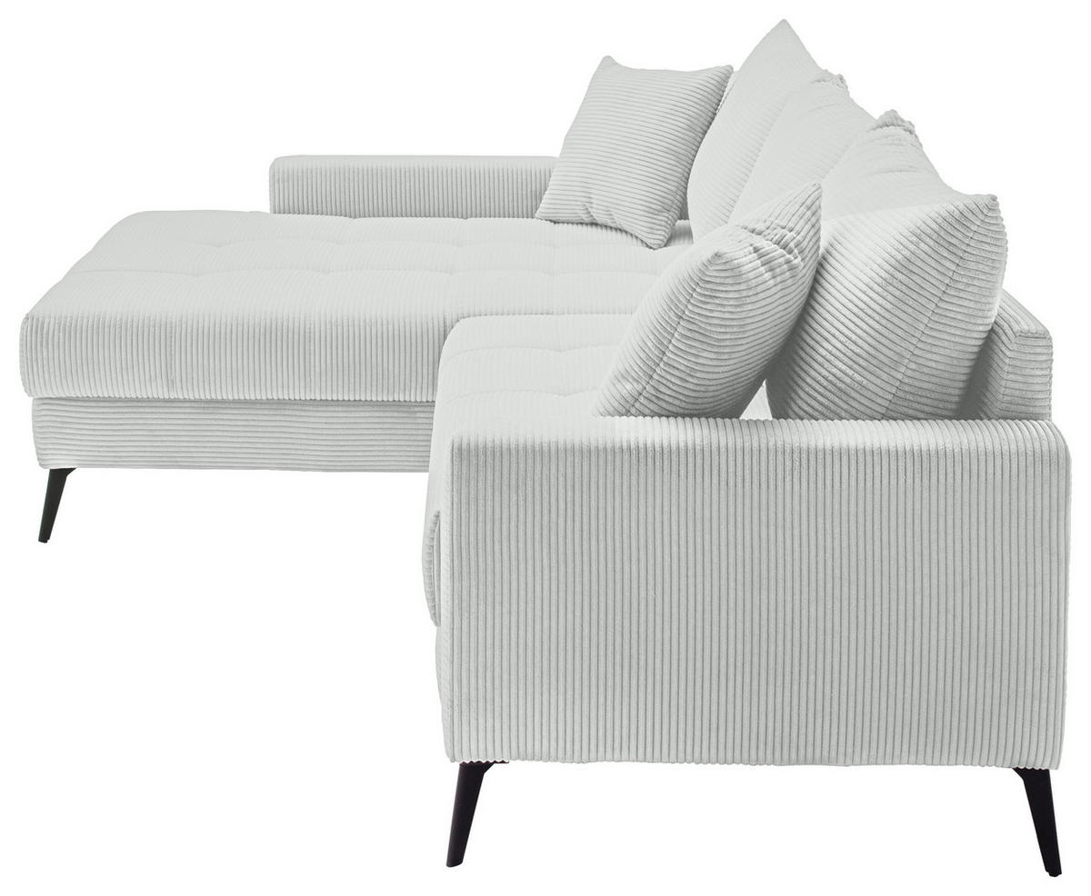 ECKSOFA Elfenbein Cord  - Elfenbein/Schwarz, KONVENTIONELL, Textil/Metall (173/280cm) - Hom`in