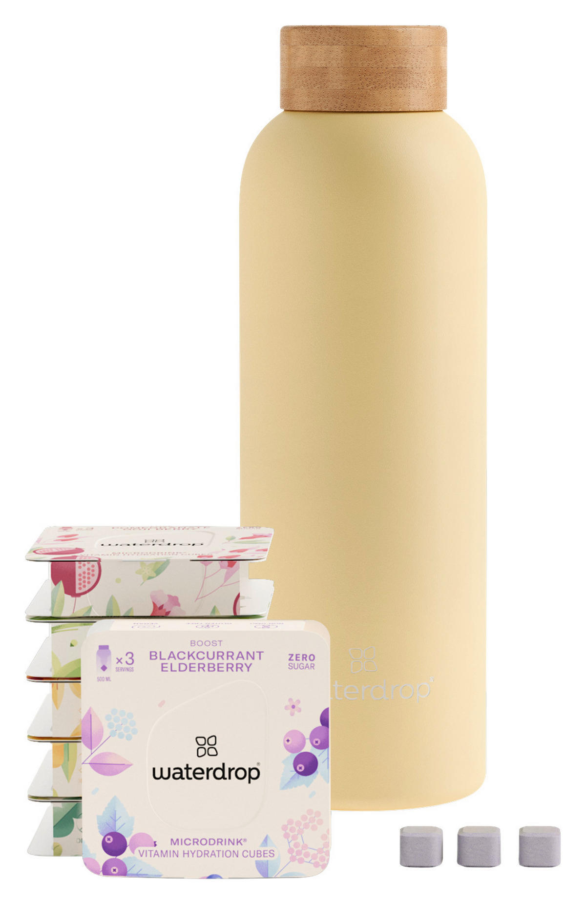 VATTENFLASKA 0,6 l  - gul, Trend, metall (600ml) - waterdrop