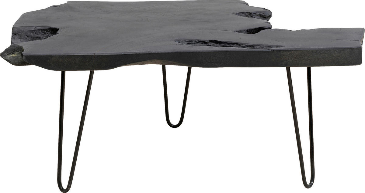 COUCHTISCH Teakholz massiv 100/40/40 cm Freiform Schwarz  - Schwarz, Design, Holz/Metall (100/40/40cm) - Kare-Design