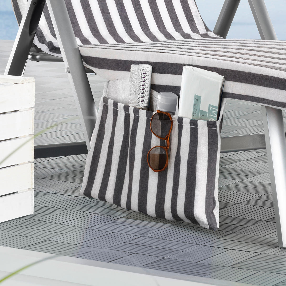 PODLOŽKA NA LEHÁTKO, 70/200 cm - šedá/bílá, Konvenční, textil (70/200cm) - Esposa