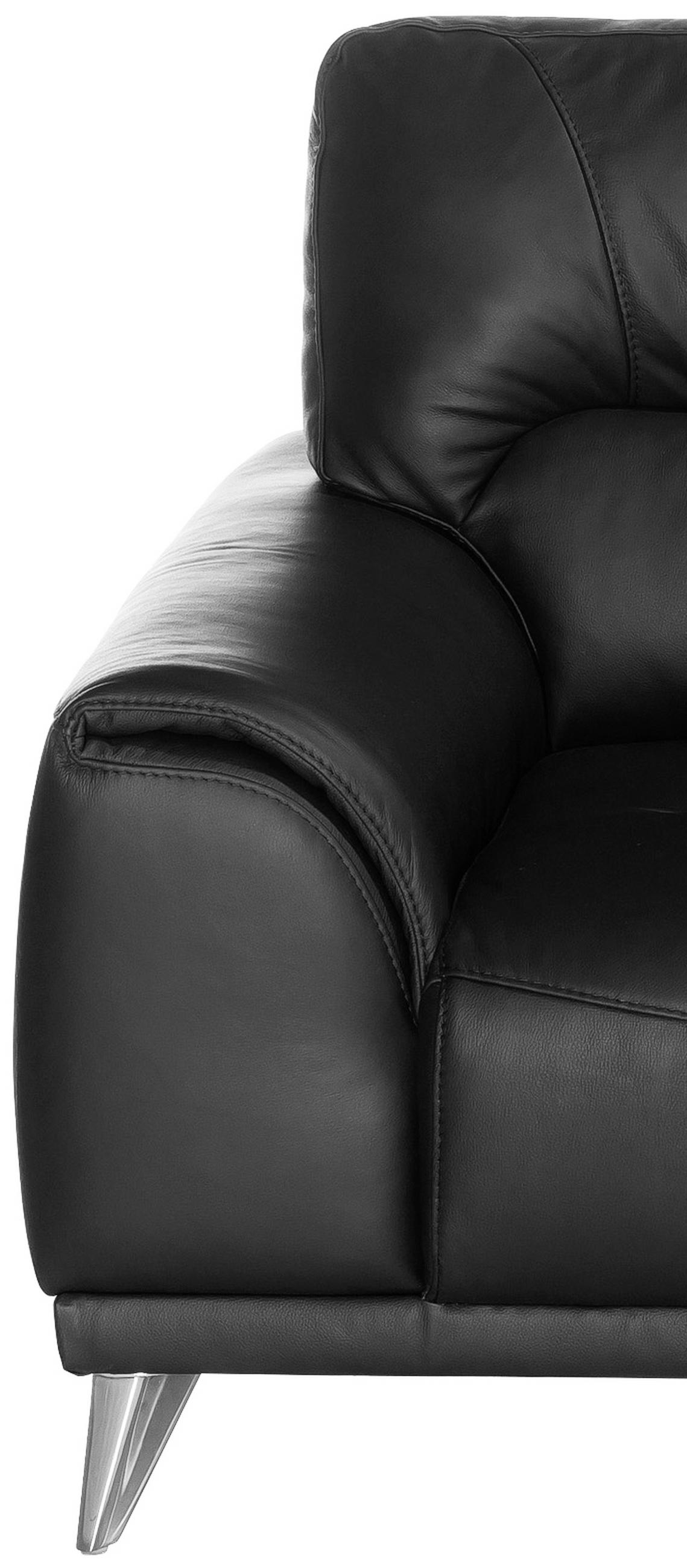 2-SITZER-SOFA in Lederlook Schwarz  - Chromfarben/Schwarz, Modern, Textil/Metall (166/92/96cm) - MID.YOU