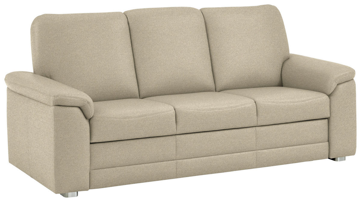 3-SITZER-SOFA Chenille Sandfarben  - Sandfarben/Alufarben, Konventionell, Textil/Metall (208/96/89cm) - Beldomo Comfort