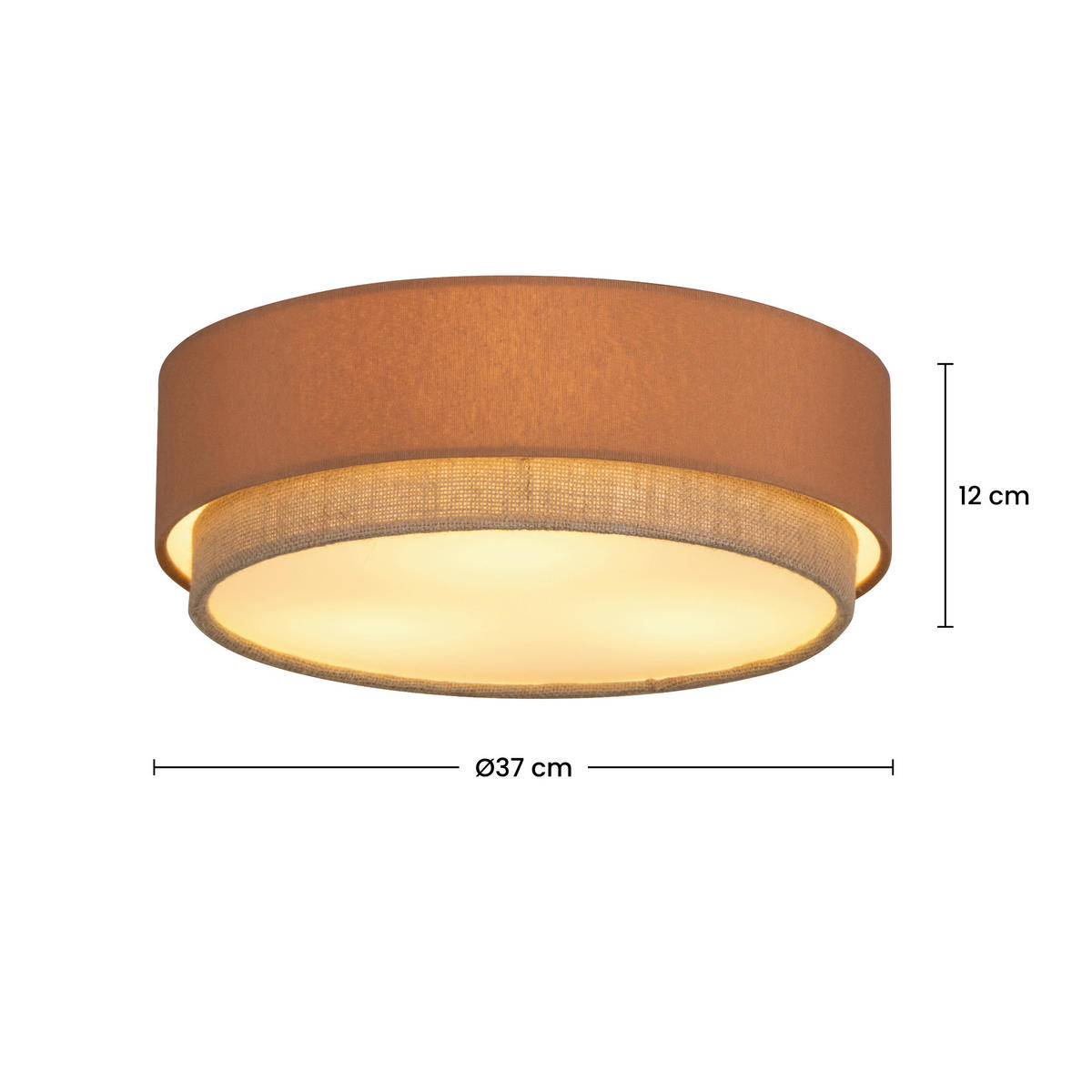 DECKENLEUCHTE 37/14 cm  - Naturfarben/Mokka, Trend, Kunststoff/Textil (37/14cm) - Collett's Monde