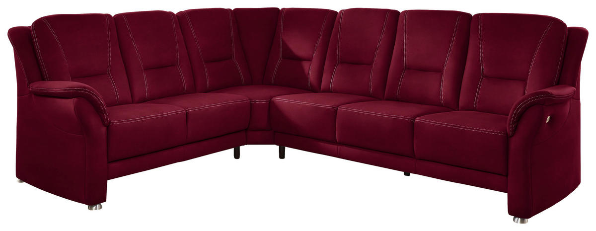 ECKSOFA  in Mikrofaser Rot  223/275 cm  - Beige/Rot, KONVENTIONELL, Textil/Metall (223/275cm) - Beldomo Comfort