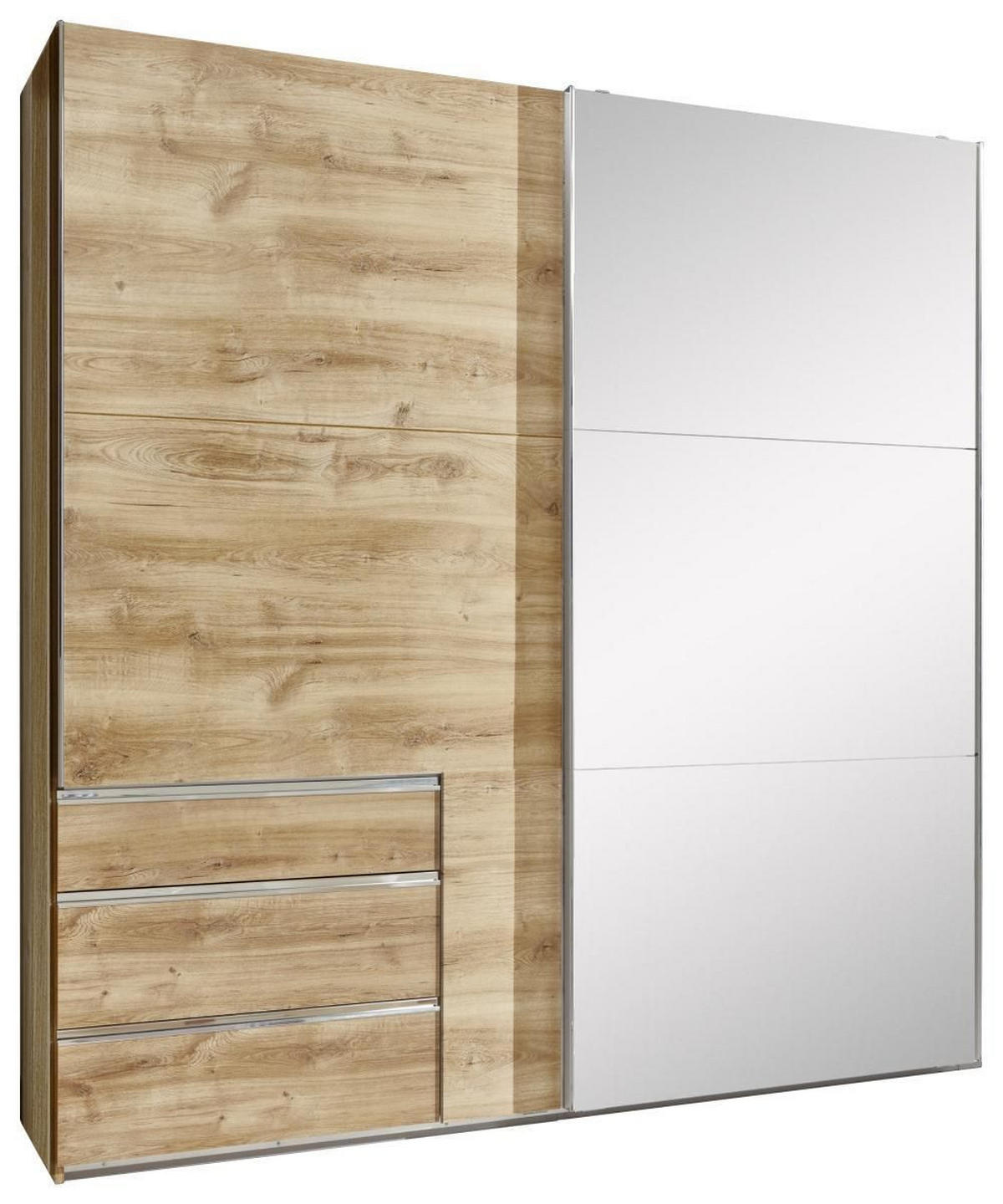 SCHWEBETÜRENSCHRANK in Eichefarben  - Chromfarben/Eichefarben, Modern, Glas/Holzwerkstoff (250/216/65cm) - MID.YOU