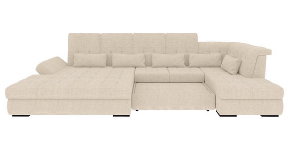 WOHNLANDSCHAFT  in Struktur Perlmutt  - Perlmutt/Schwarz, KONVENTIONELL, Kunststoff/Textil (191/363/212cm) - Carryhome