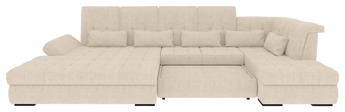 WOHNLANDSCHAFT Perlmutt Struktur  - Perlmutt/Schwarz, KONVENTIONELL, Kunststoff/Textil (212/358/222cm) - Carryhome