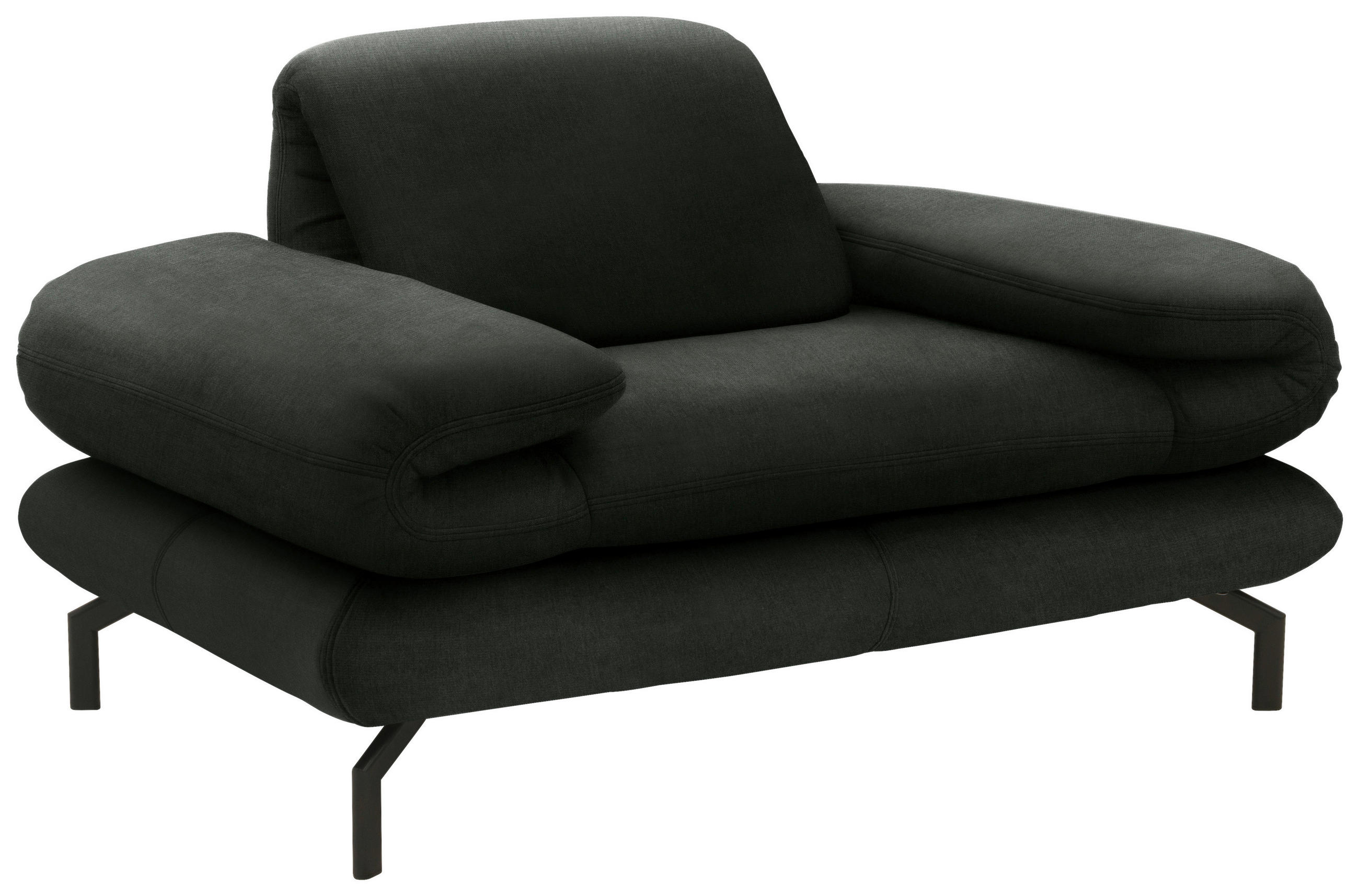 SESSEL Webstoff Dunkelgrün    - Dunkelgrün/Schwarz, Design, Textil/Metall (139 (197)/83 (110)/98cm) - LOOKS by W.Joop