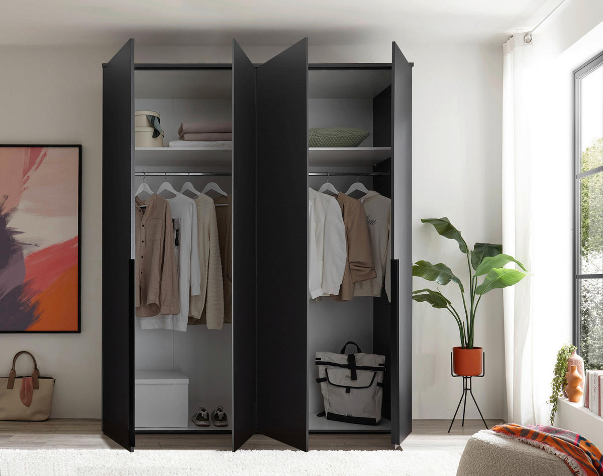 DREHTÜRENSCHRANK 180/225/52 cm 4-türig Graphitfarben  - Graphitfarben/Schwarz, MODERN, Holzwerkstoff/Kunststoff (180/225/52cm) - MID.YOU