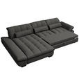 ECKSOFA  in Flachgewebe Dunkelgrau  204/341 cm  - Dunkelgrau/Schwarz, Design, Textil/Metall (204/341cm) - Xora