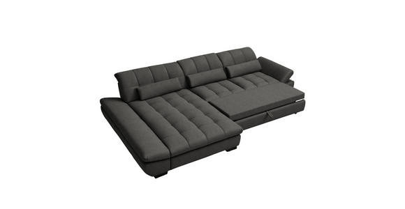 ECKSOFA  in Flachgewebe Dunkelgrau  204/341 cm  - Dunkelgrau/Schwarz, Design, Textil/Metall (204/341cm) - Xora