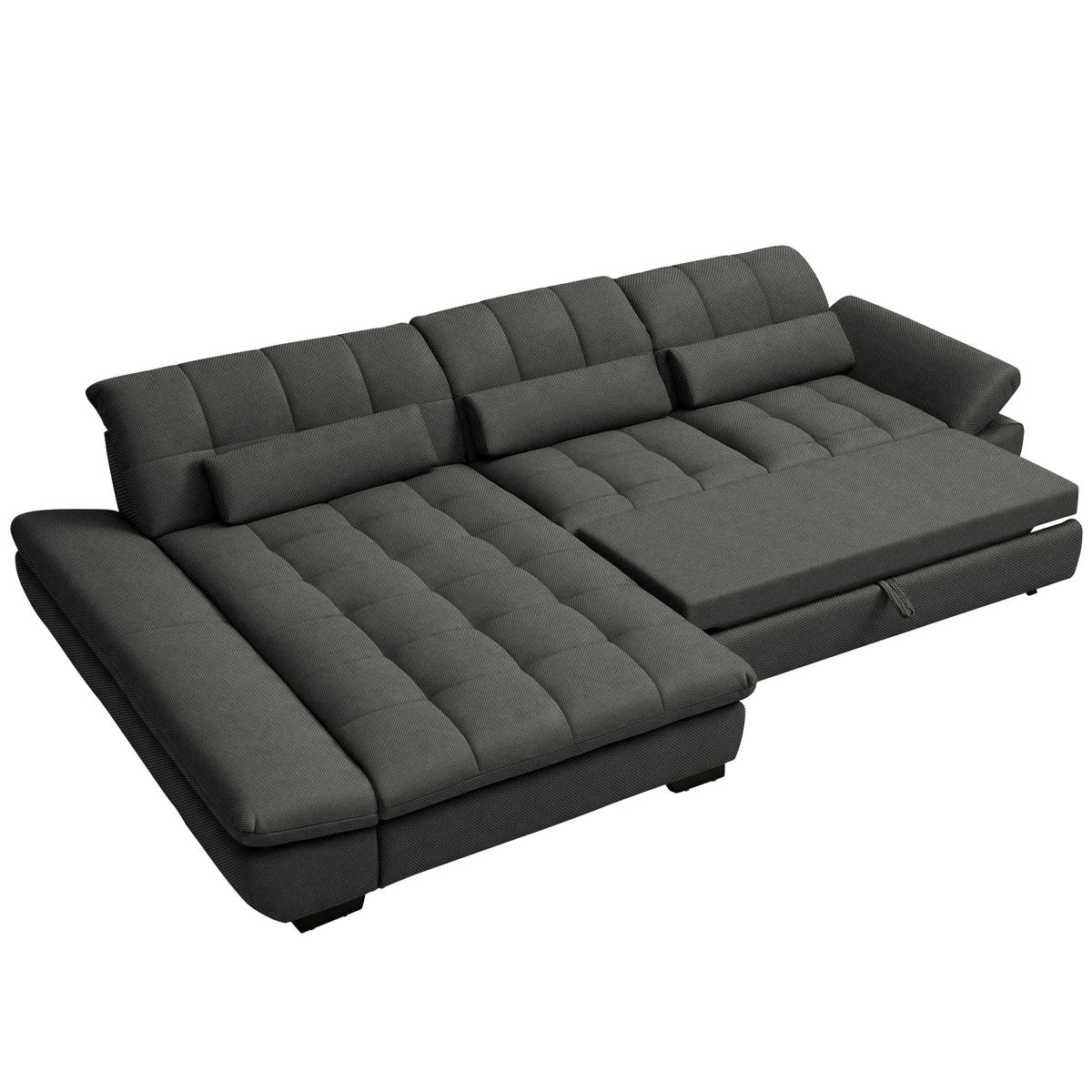 ECKSOFA Flachgewebe Dunkelgrau  - Dunkelgrau/Schwarz, Design, Textil/Metall (204/341cm) - Xora