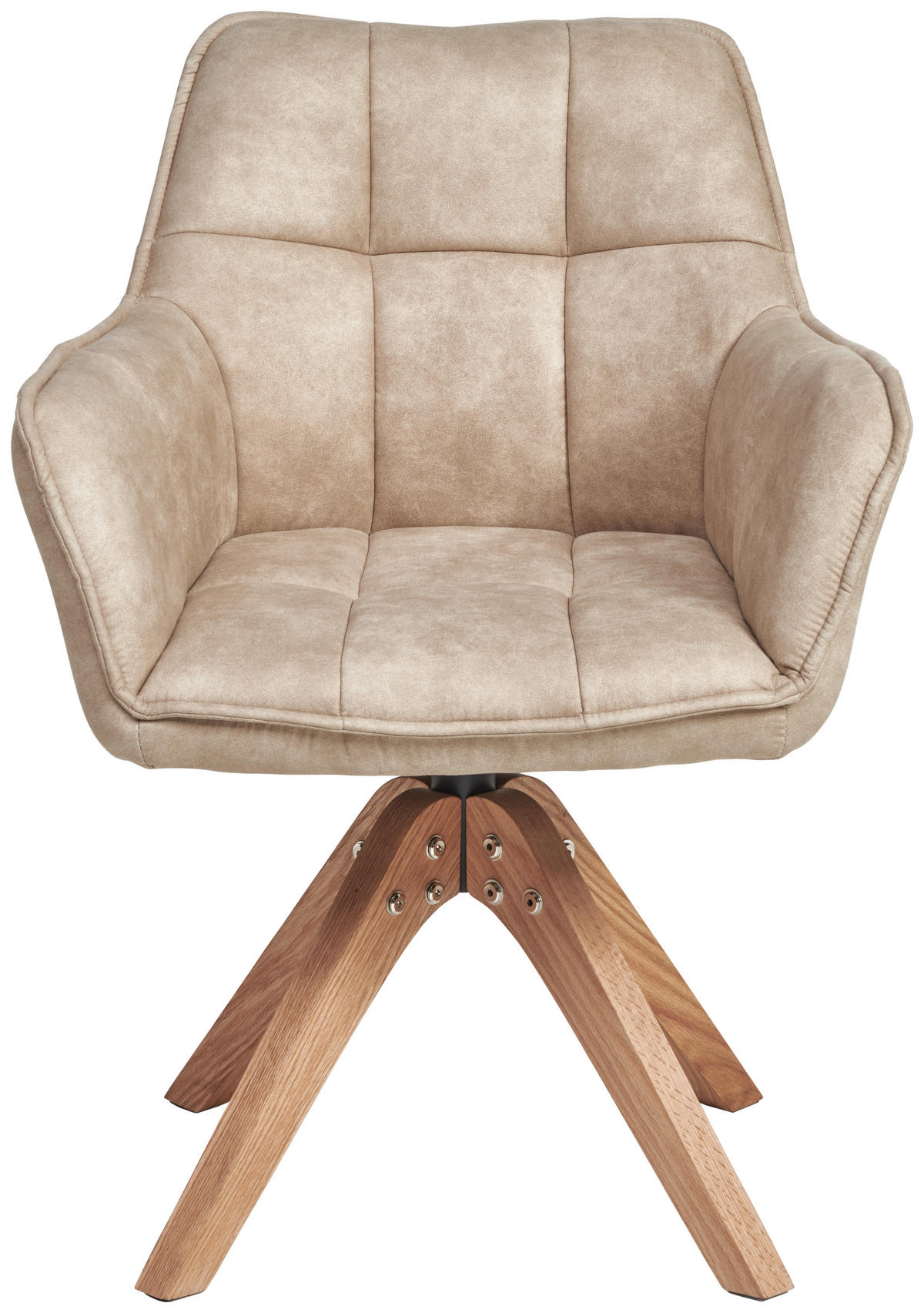 ARMLEHNSTUHL  Sitzfläche 360° drehbar, inklusive Armlehnen Webstoff  - Eichefarben/Beige, Basics, Holz/Textil (61/85/63cm) - MID.YOU