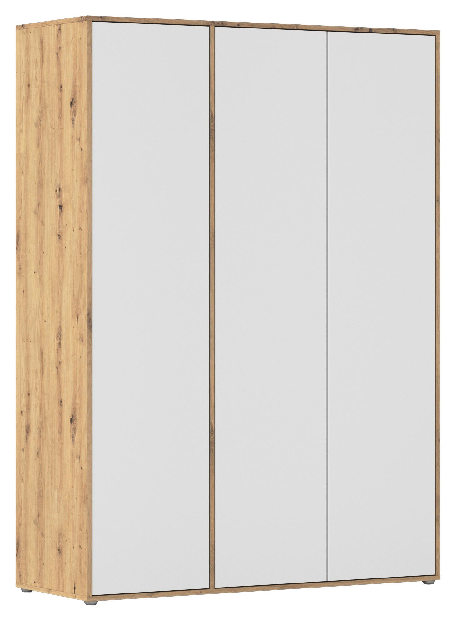 DREHTÜRENSCHRANK 140/194/53 cm 3-türig Weiß, Eiche Artisan  - Weiß/Eiche Artisan, MODERN, Holzwerkstoff (140/194/53cm) - Rauch Möbel