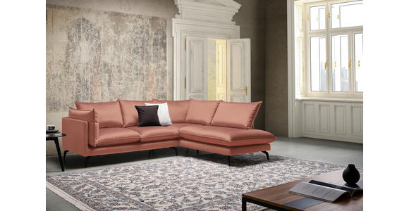 ECKSOFA Orange Samt - Schwarz/Orange, Design, Textil/Metall (241/200cm) - Carryhome