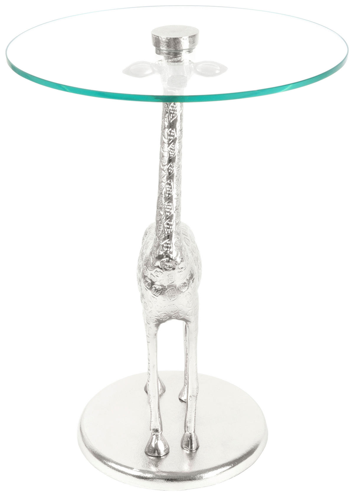 BEISTELLTISCH 40/40/58 cm Silberfarben rund  - Silberfarben, Design, Glas/Metall (40/40/58cm) - Kayoom