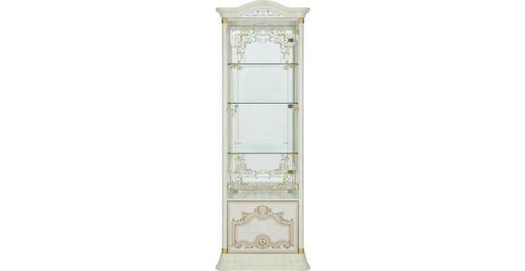 VITRINE in Beige - Beige/Goldfarben, LIFESTYLE, Glas/Holzwerkstoff (76/209/53cm) - Cantus