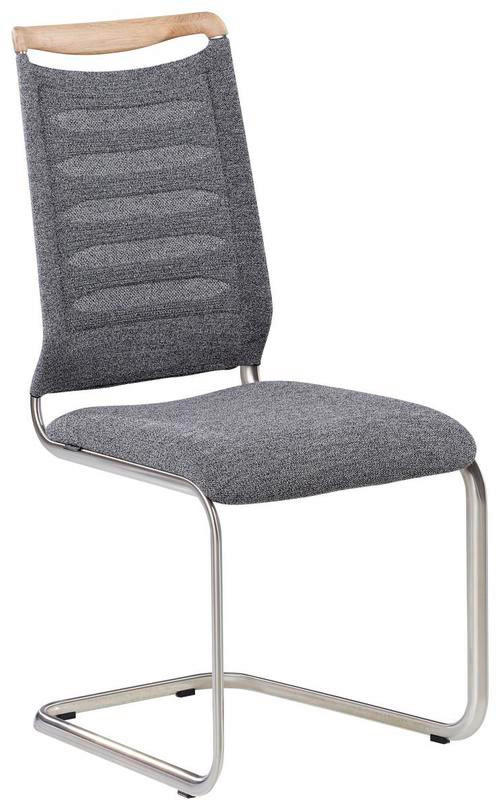 SCHWINGSTUHL  in Edelstahl Webstoff  - Edelstahlfarben/Eichefarben, Design, Holz/Textil (49/101/61cm) - Venjakob