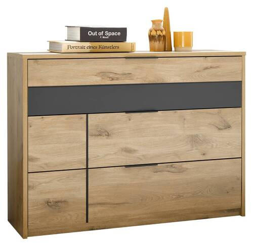 SIDEBOARD  in 125/92/38 cm  - Eichefarben/Graphitfarben, KONVENTIONELL, Holzwerkstoff/Kunststoff (125/92/38cm) - Ti'me