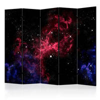PARAVENT mit 5  Flügel - Magenta/Schwarz, Basics, Holz/Textil (225/172/3cm) - artgeist