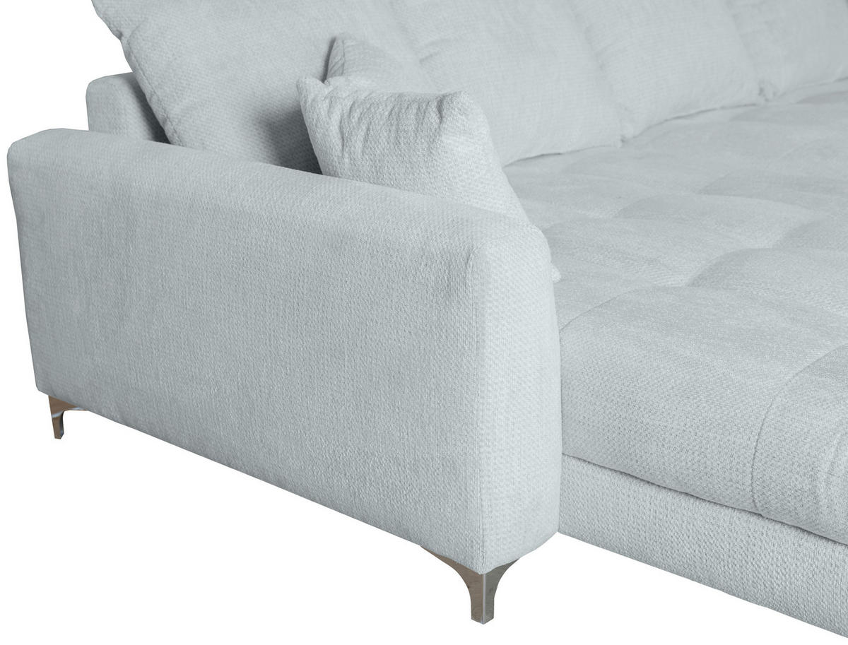 ECKSOFA in Chenille Hellgrau  227/329 cm  - Chromfarben/Hellgrau, KONVENTIONELL, Textil/Metall (227/329cm) - Carryhome