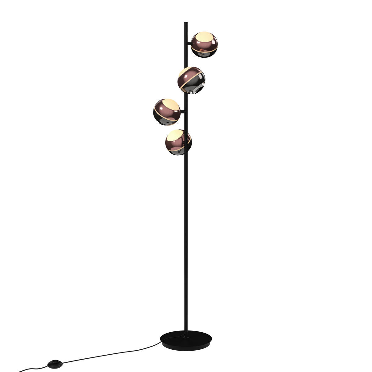 LED-STEHLEUCHTE Easy 32/149 cm   - Schwarz/Kupferfarben, Design, Glas/Kunststoff (32/149cm) - Dieter Knoll