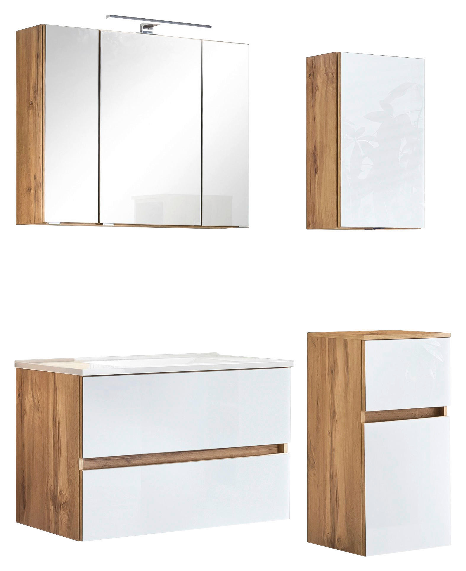 BADEZIMMER  in 120 cm  - Eichefarben/Weiß, KONVENTIONELL, Glas/Holzwerkstoff (120cm) - Held