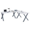ECKSCHREIBTISCH 220/80/76 cm  in Silberfarben, Weiss  - Weiss/Silberfarben, Modern, Holzwerkstoff/Metall (220/80/76cm) - MID.YOU