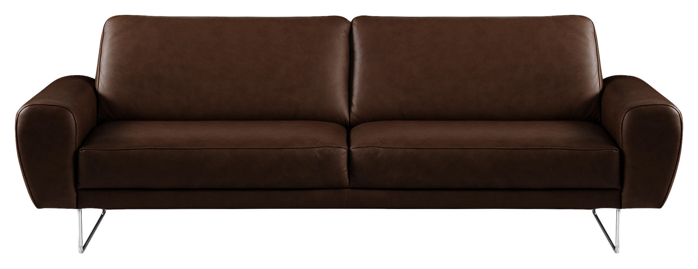 3-SITZER-SOFA in Echtleder Dunkelbraun  - Chromfarben/Dunkelbraun, Design, Leder/Metall (207/85/92cm) - Livetastic
