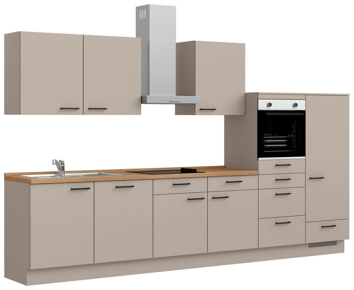 KÜCHENBLOCK Easytouch 360 cm  in Eichefarben, Sandfarben  - Sandfarben/Eichefarben, MODERN, Holzwerkstoff/Metall (360cm) - Nobilia