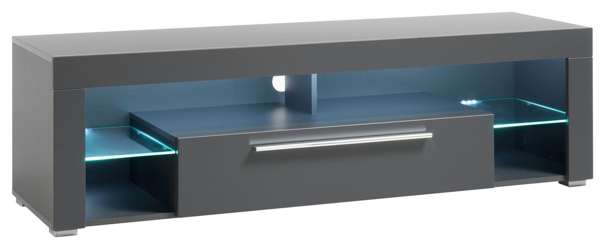 TV-ELEMENT - Alufarben/Grau, Design, Glas/Holzwerkstoff (153/44/44cm) - Carryhome