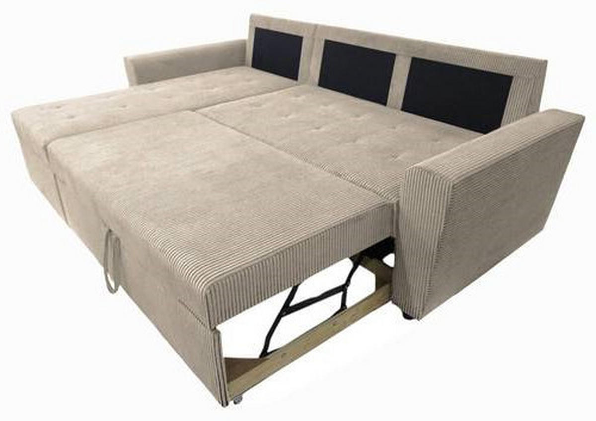 ECKSOFA in Cord Taupe  155/231 cm  - Taupe/Schwarz, Design, Kunststoff/Textil (155/231cm) - MID.YOU
