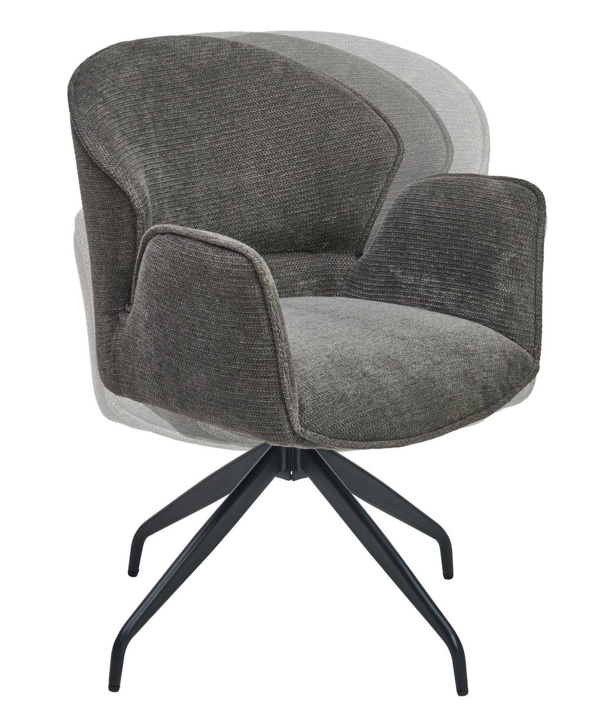 ARMLEHNSTUHL  Sitzfläche 360° drehbar Webstoff  - Schwarz, MODERN, Holz/Textil (60/86/61cm) - MID.YOU