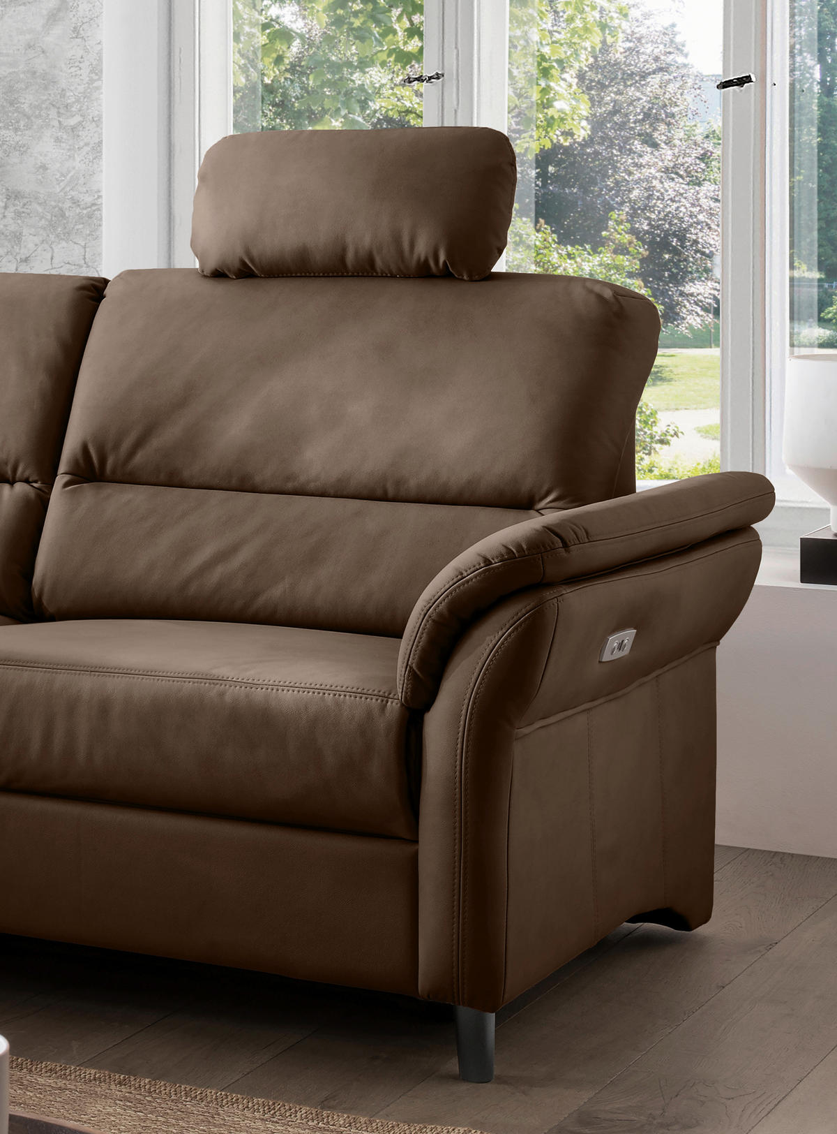 ECKSOFA in Lederlook Braun  - Schwarz/Braun, Modern, Holz/Textil (190/266cm) - Livetastic