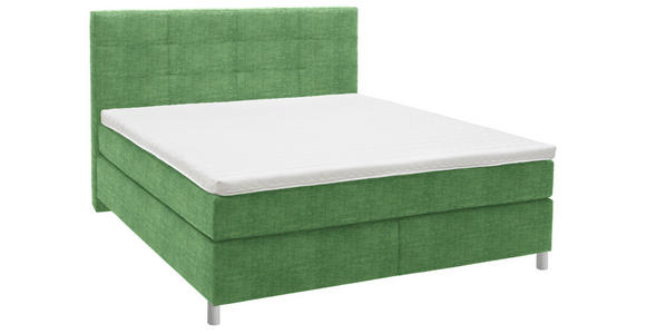 BOXSPRINGBETT 180/200 cm  in Grün  - Chromfarben/Grün, KONVENTIONELL, Kunststoff/Textil (180/200cm) - Voleo