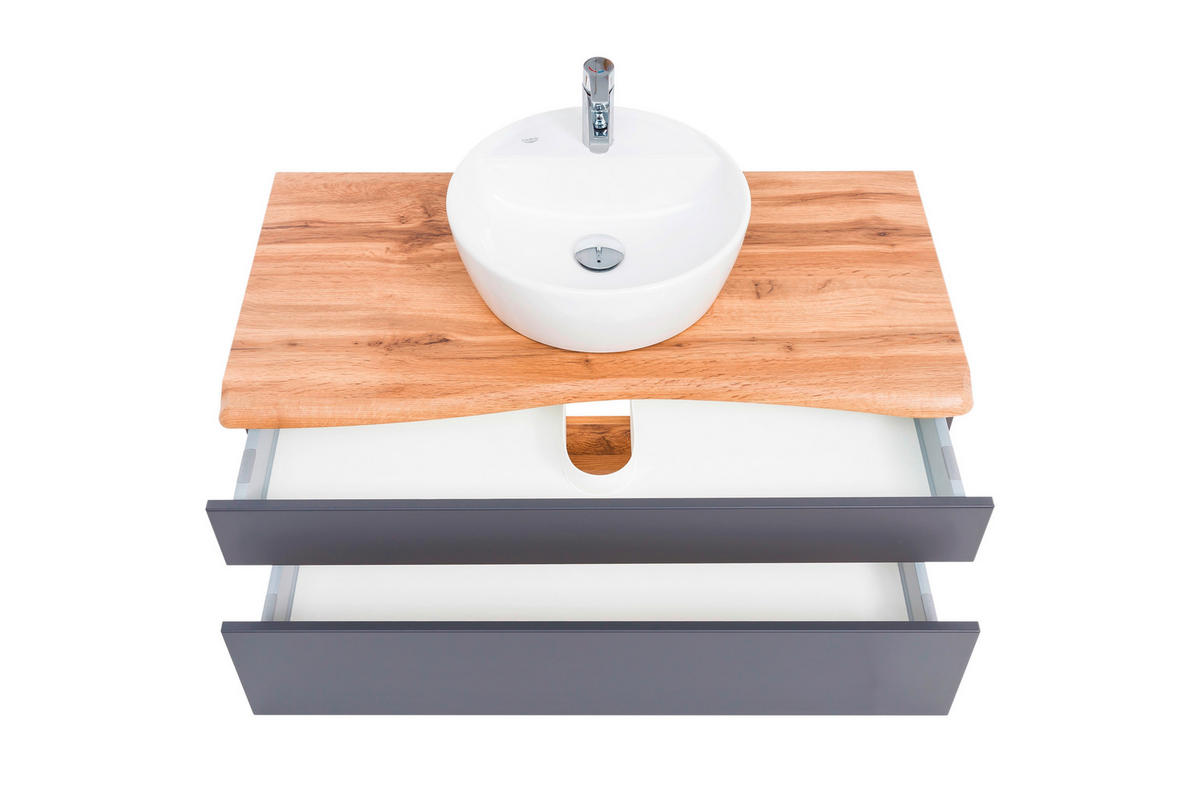 WASCHTISCHKOMBI 101 cm  - Graphitfarben/Weiß, Natur, Keramik/Holzwerkstoff (101cm) - Xora